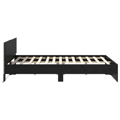 Rám Postele S Led Pásky Černý Dub 140 X 190 Cm Kompozitní Dřevo