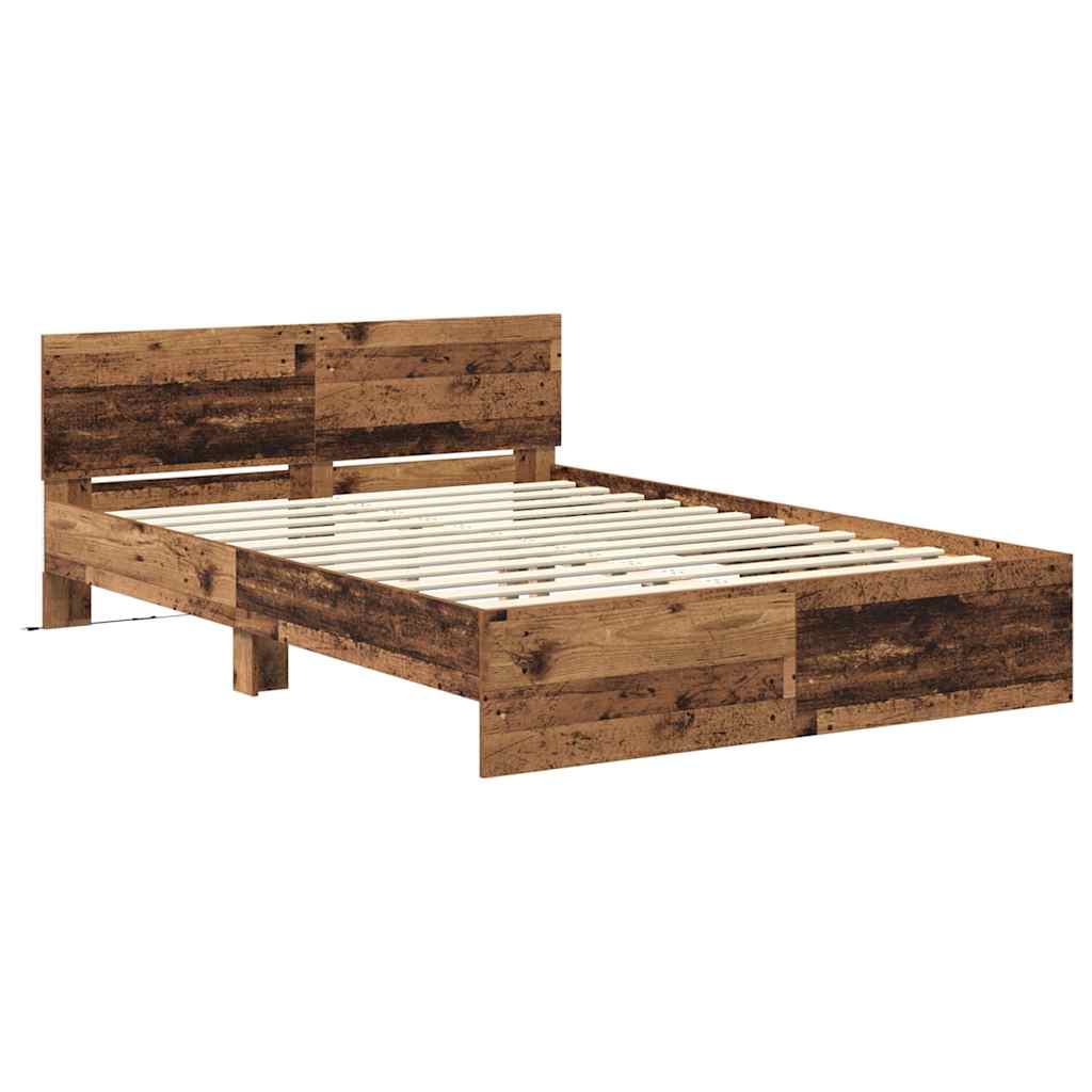 Rám Postele S Čelo Staré Dřevo 135 X 190 Cm Kompozitní Dřevo