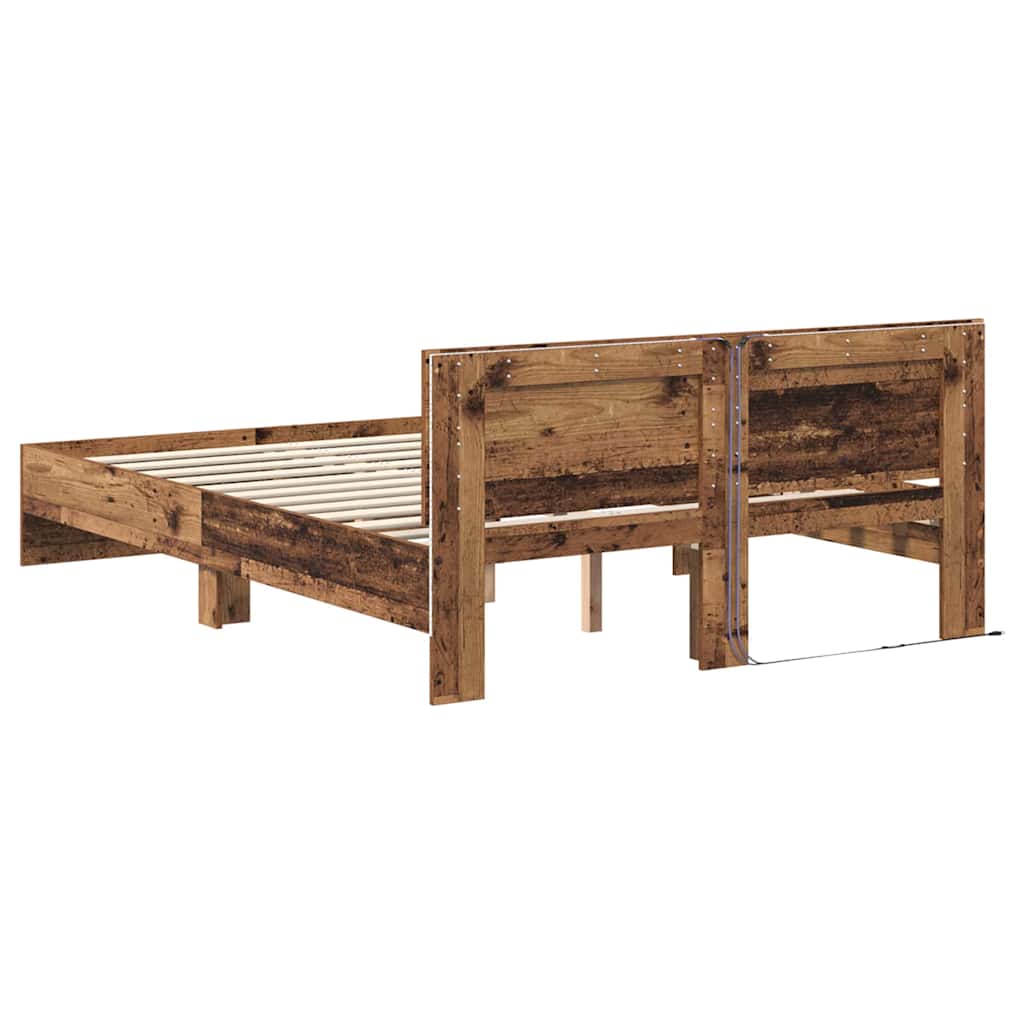 Rám Postele S Čelo Staré Dřevo 135 X 190 Cm Kompozitní Dřevo