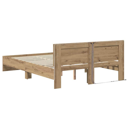 Rám Postele S Čelo Artisanový Dub 135 X 190 Cm Kompozitní Dřevo
