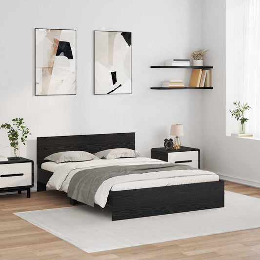 Rám Postele S Led Pásky Černý Dub 135 X 190 Cm Kompozitní Dřevo