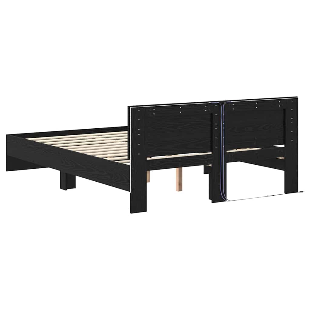 Rám Postele S Led Pásky Černý Dub 135 X 190 Cm Kompozitní Dřevo
