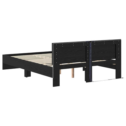 Rám Postele S Led Pásky Černý Dub 135 X 190 Cm Kompozitní Dřevo
