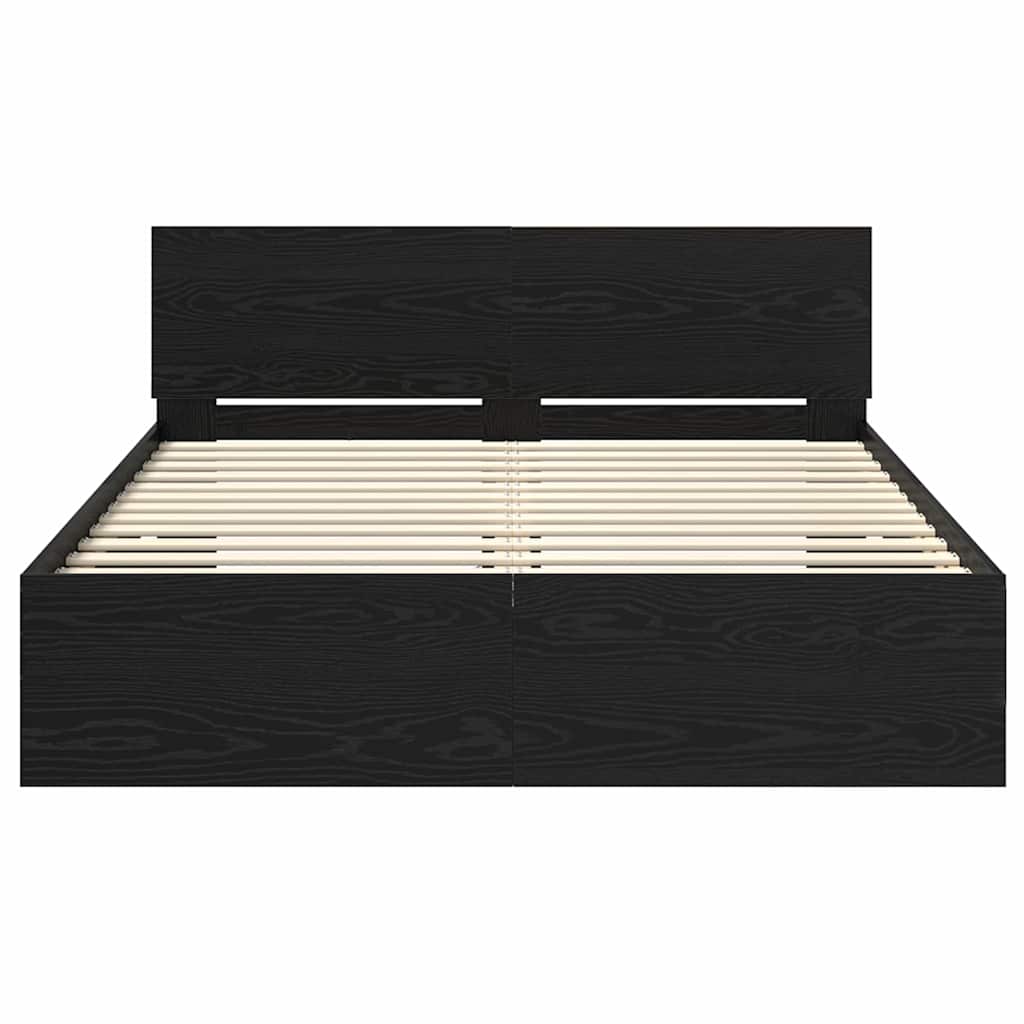 Rám Postele S Led Pásky Černý Dub 135 X 190 Cm Kompozitní Dřevo