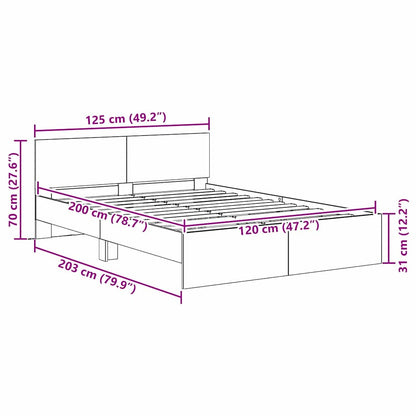 Rám Postele S Čelo Staré Dřevo 120 X 200 Cm Kompozitní Dřevo