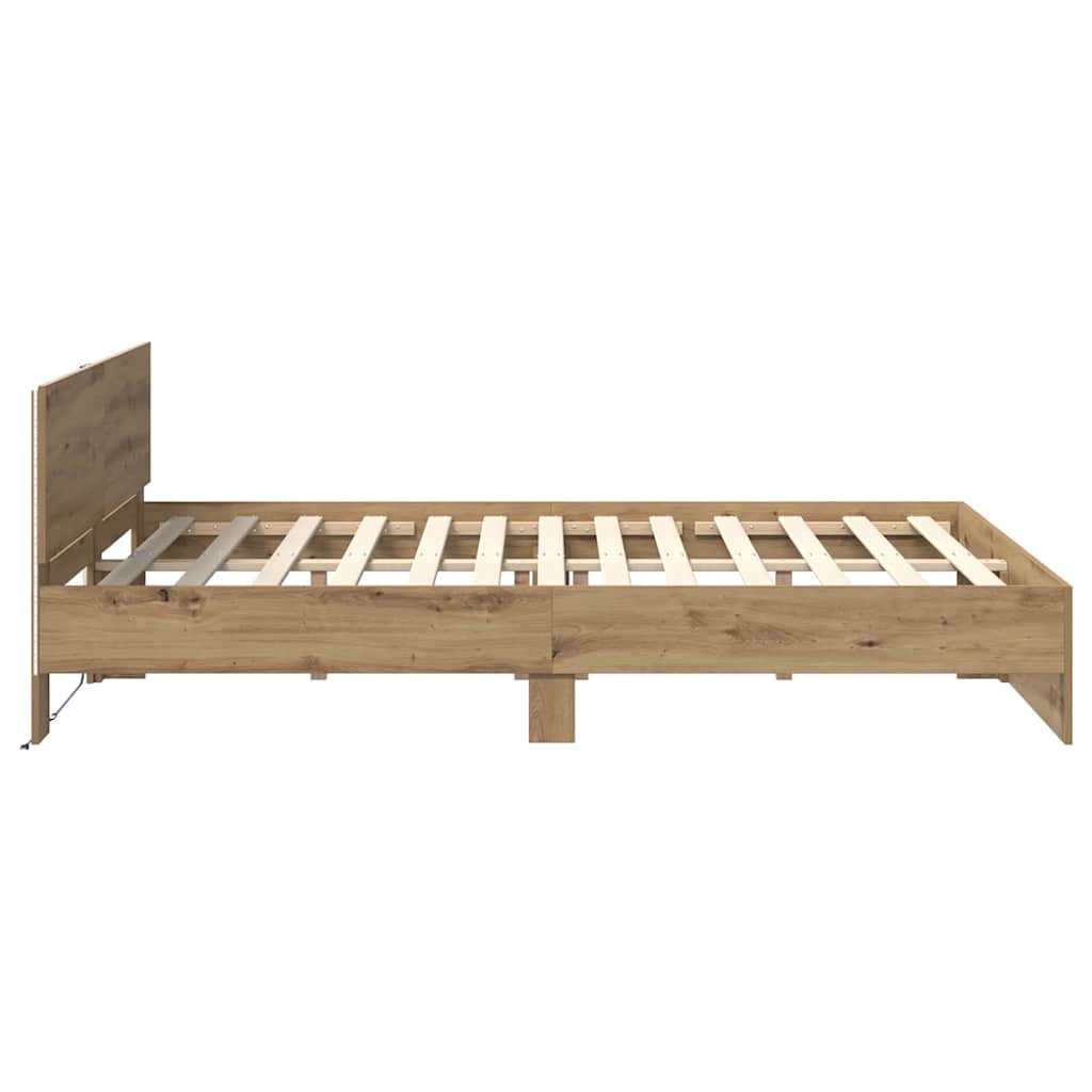 Rám Postele S Čelo Artisanový Dub 120 X 200 Cm Kompozitní Dřevo
