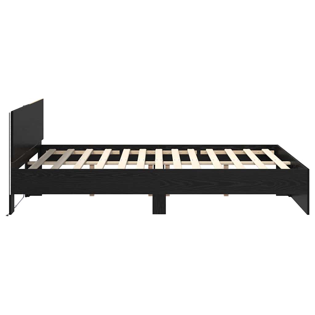 Rám Postele S Led Pásky Černý Dub 120 X 200 Cm Kompozitní Dřevo