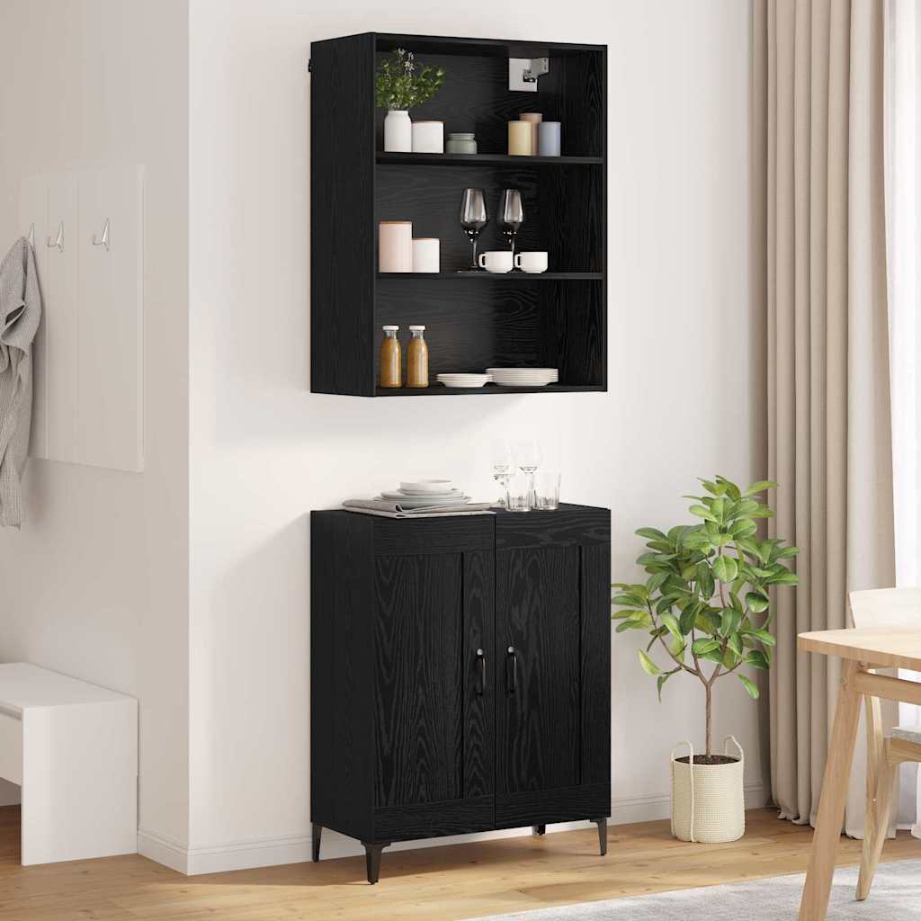 Vysoký Bufet 2 Ks Černý Dub 69,5 X 34 X 180 Cm Kompozitní Dřevo