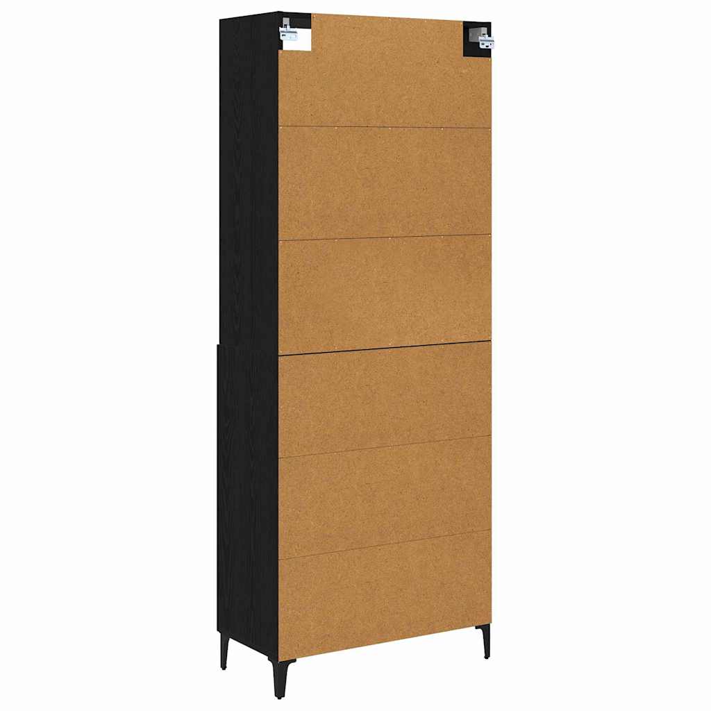 Vysoký Bufet 2 Ks Černý Dub 69,5 X 34 X 180 Cm Kompozitní Dřevo