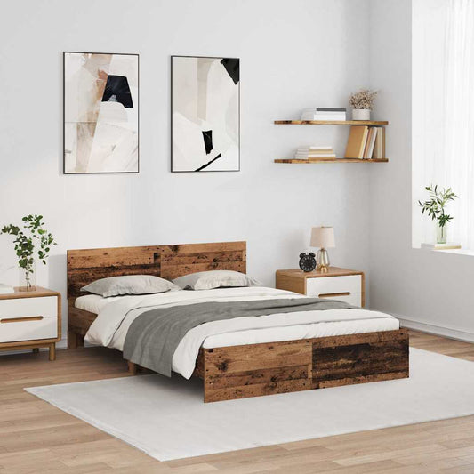 Rám Postele S Čelo Staré Dřevo 120 X 190 Cm Kompozitní Dřevo