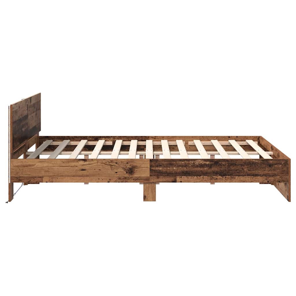 Rám Postele S Čelo Staré Dřevo 120 X 190 Cm Kompozitní Dřevo