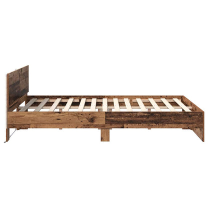 Rám Postele S Čelo Staré Dřevo 120 X 190 Cm Kompozitní Dřevo