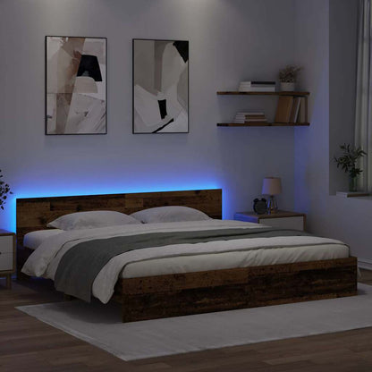 Rám Postele S Čelo Staré Dřevo 200 X 200 Cm Kompozitní Dřevo