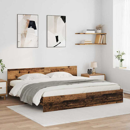 Rám Postele S Čelo Staré Dřevo 200 X 200 Cm Kompozitní Dřevo
