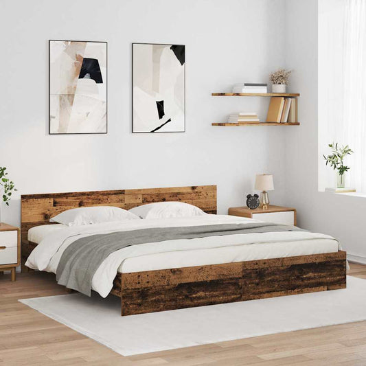 Rám Postele S Čelo Staré Dřevo 200 X 200 Cm Kompozitní Dřevo