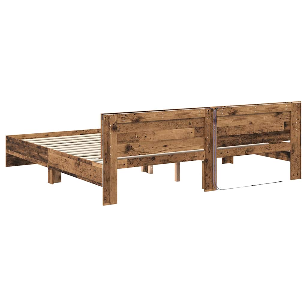Rám Postele S Čelo Staré Dřevo 200 X 200 Cm Kompozitní Dřevo