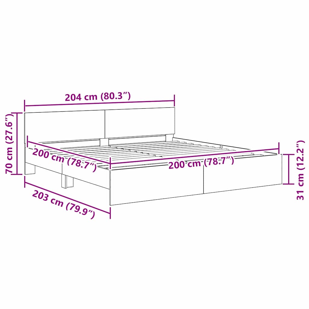 Rám Postele S Čelo Staré Dřevo 200 X 200 Cm Kompozitní Dřevo
