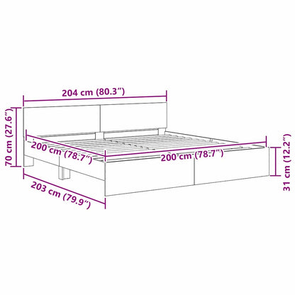 Rám Postele S Čelo Staré Dřevo 200 X 200 Cm Kompozitní Dřevo