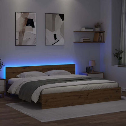 Rám Postele S Čelo Artisanový Dub 200 X 200 Cm Kompozitní Dřevo