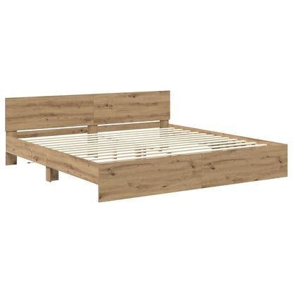 Rám Postele S Čelo Artisanový Dub 200 X 200 Cm Kompozitní Dřevo