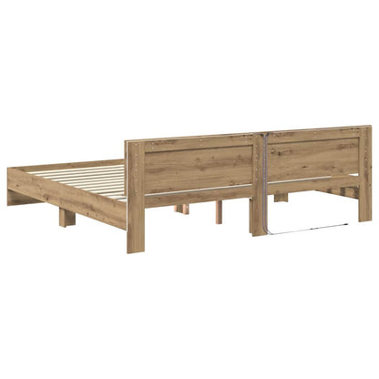 Rám Postele S Čelo Artisanový Dub 200 X 200 Cm Kompozitní Dřevo
