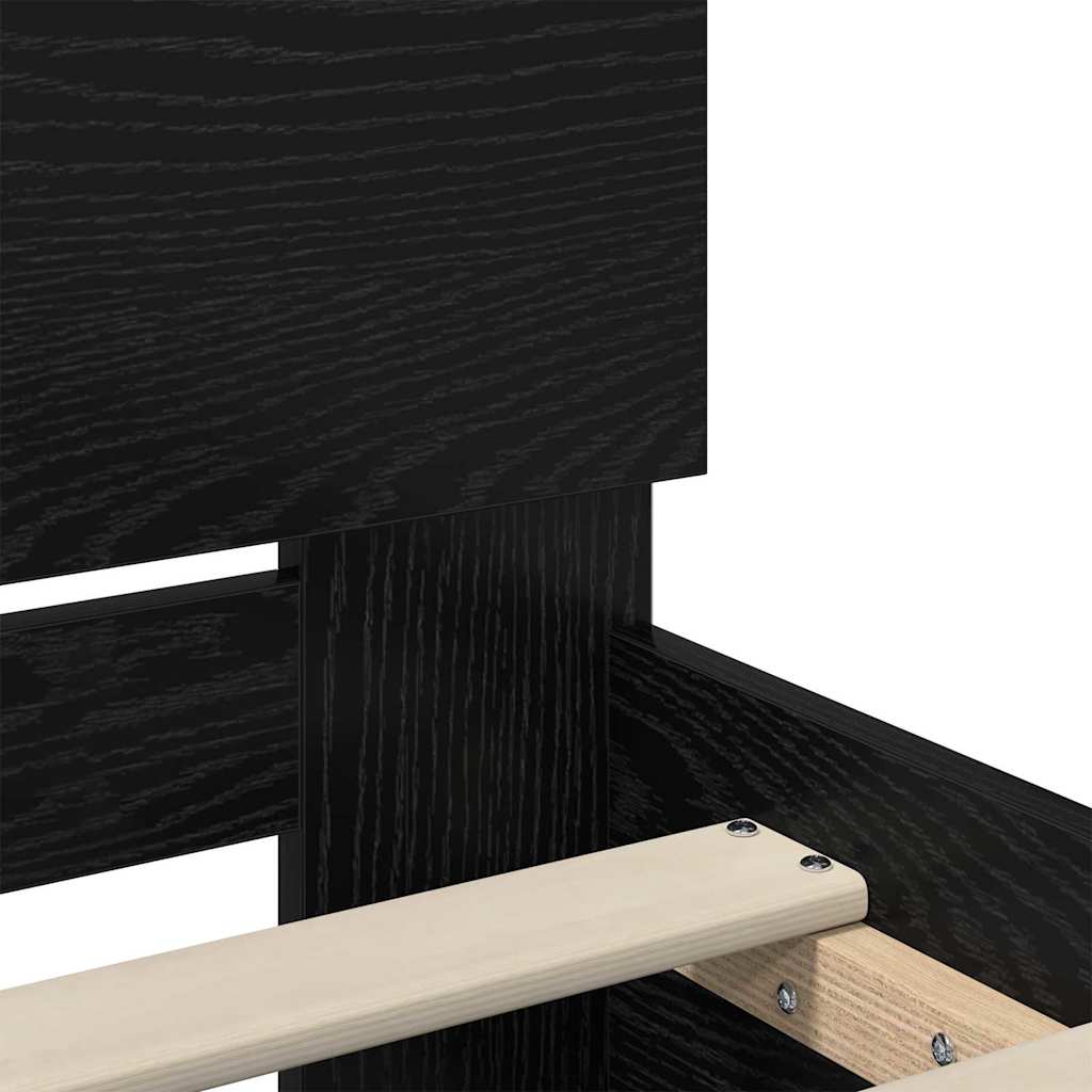 Rám Postele S Led Pásky Černý Dub 200 X 200 Cm Kompozitní Dřevo