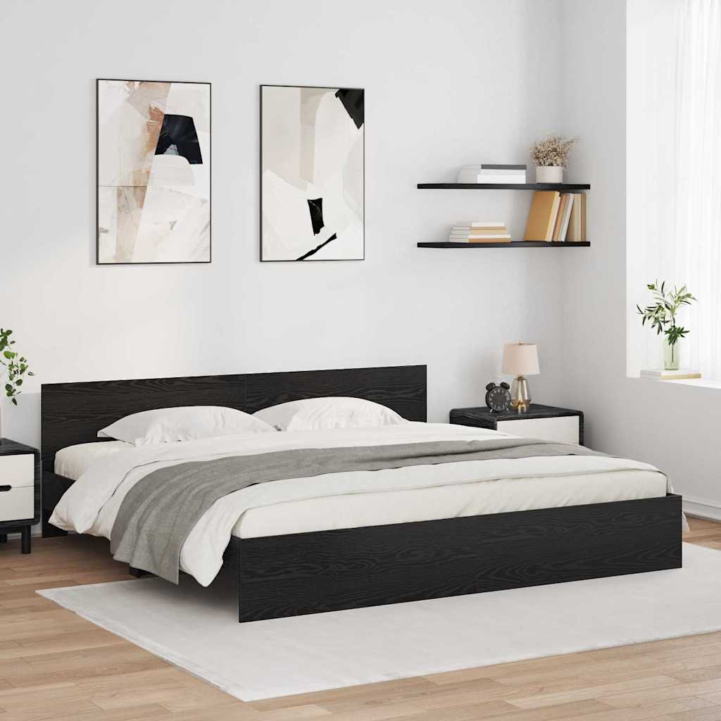 Rám Postele S Led Pásky Černý Dub 200 X 200 Cm Kompozitní Dřevo