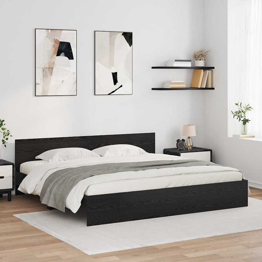 Rám Postele S Led Pásky Černý Dub 200 X 200 Cm Kompozitní Dřevo
