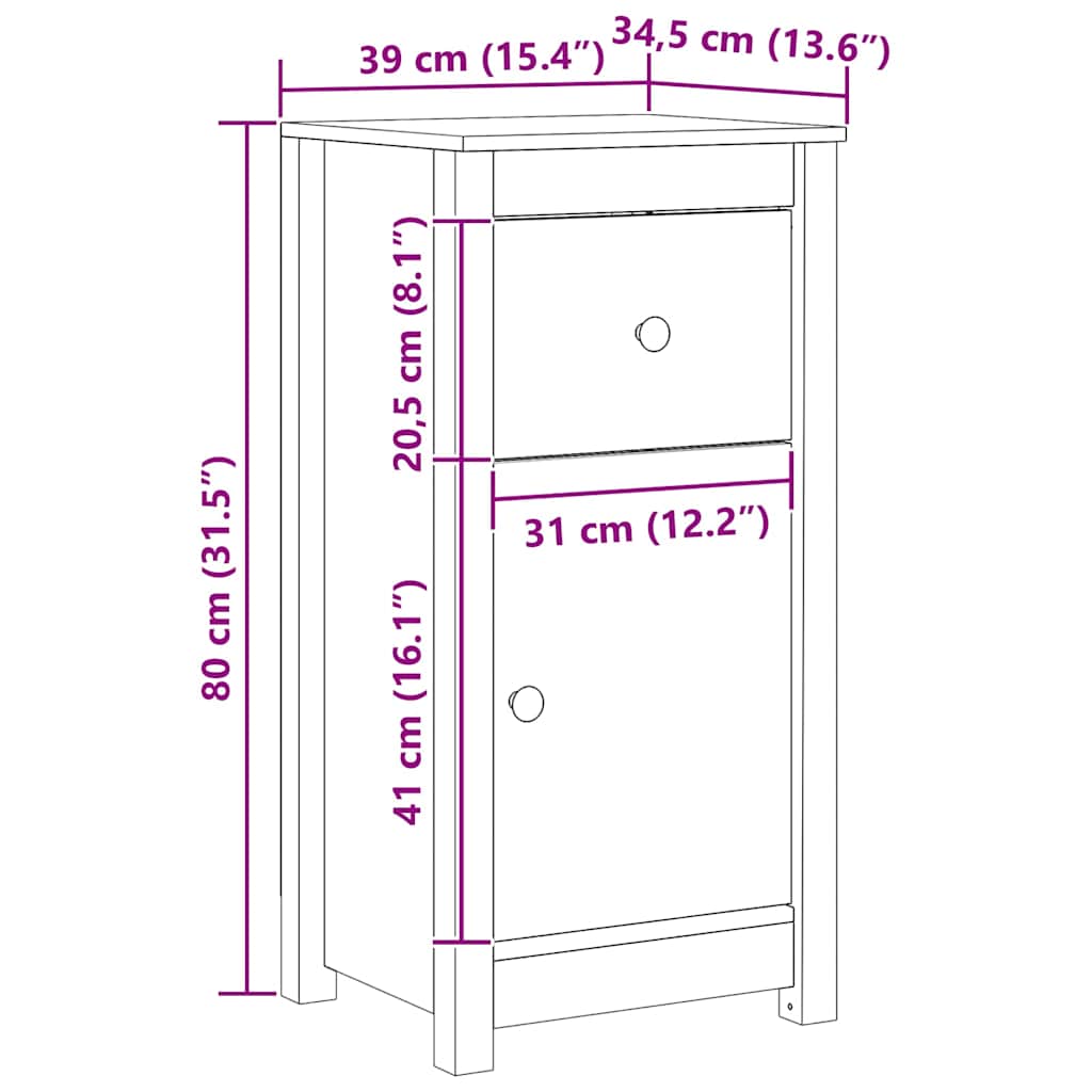 Servírovací Skříň 2 Pcs Voskově Hnědá 39 X 34,5 X 80 Cm