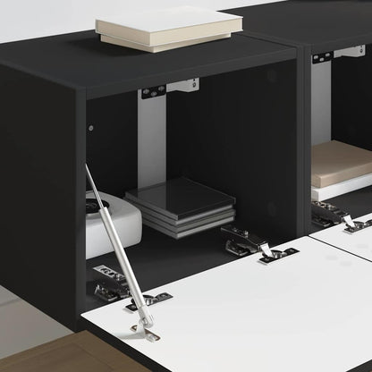 Tv Wall Cabinet 2 Pcs Černá Kompozitní Dřevo