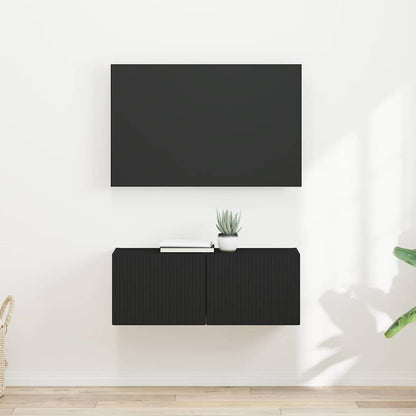 Tv Wall Cabinet 2 Pcs Černá Kompozitní Dřevo