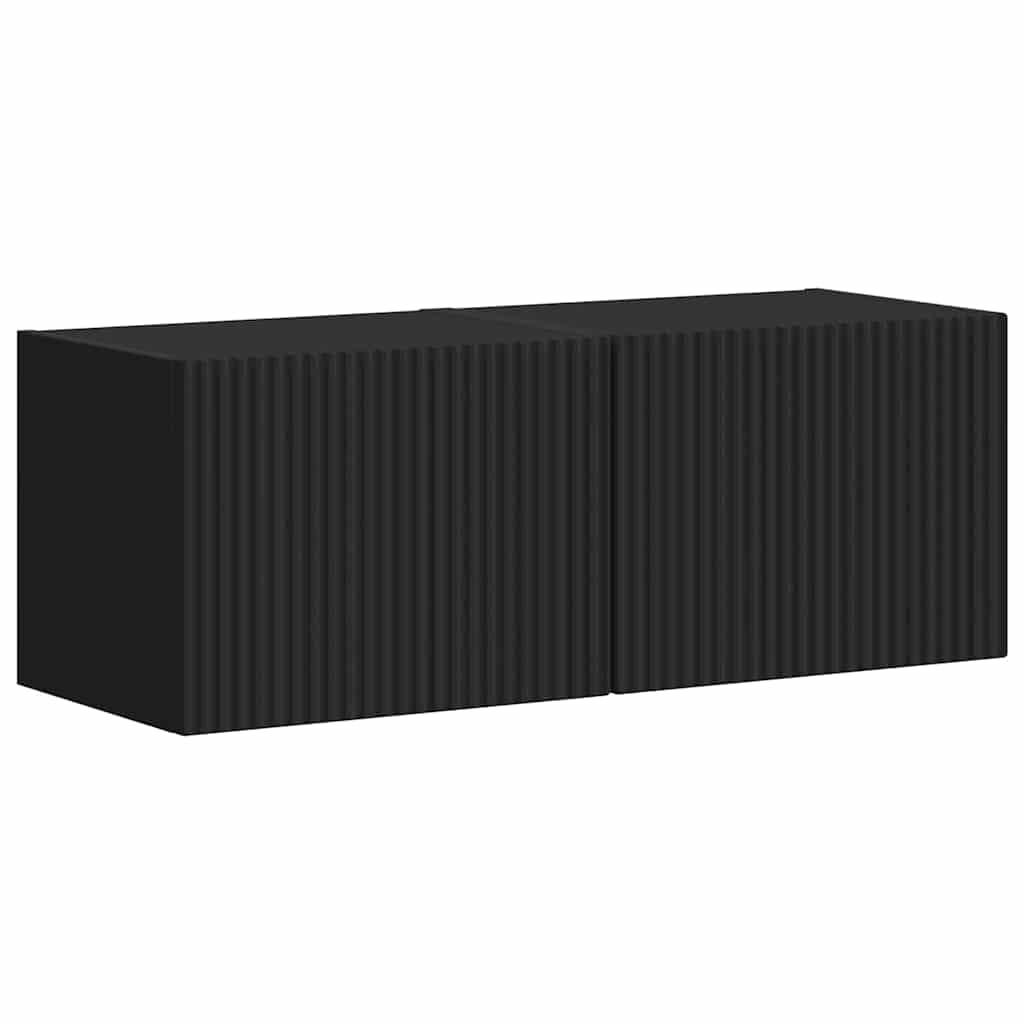 Tv Wall Cabinet 2 Pcs Černá Kompozitní Dřevo