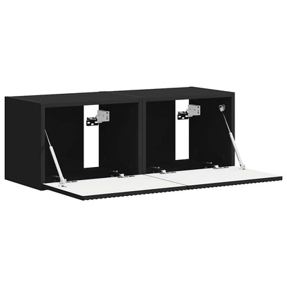 Tv Wall Cabinet 2 Pcs Černá Kompozitní Dřevo