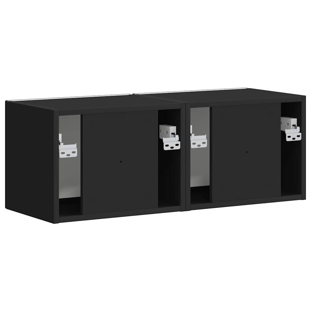 Tv Wall Cabinet 2 Pcs Černá Kompozitní Dřevo