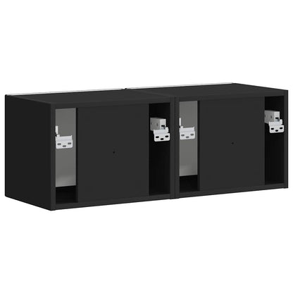 Tv Wall Cabinet 2 Pcs Černá Kompozitní Dřevo