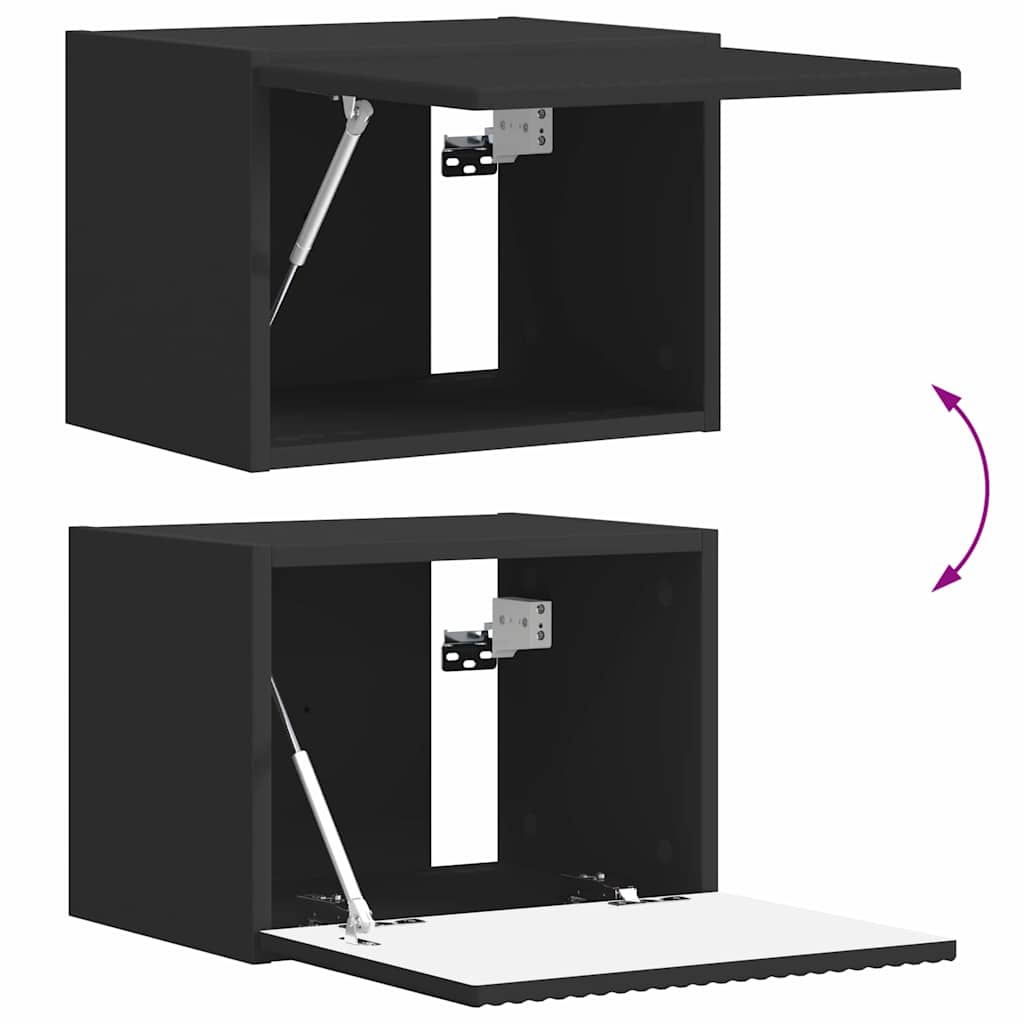 Tv Wall Cabinet 2 Pcs Černá Kompozitní Dřevo