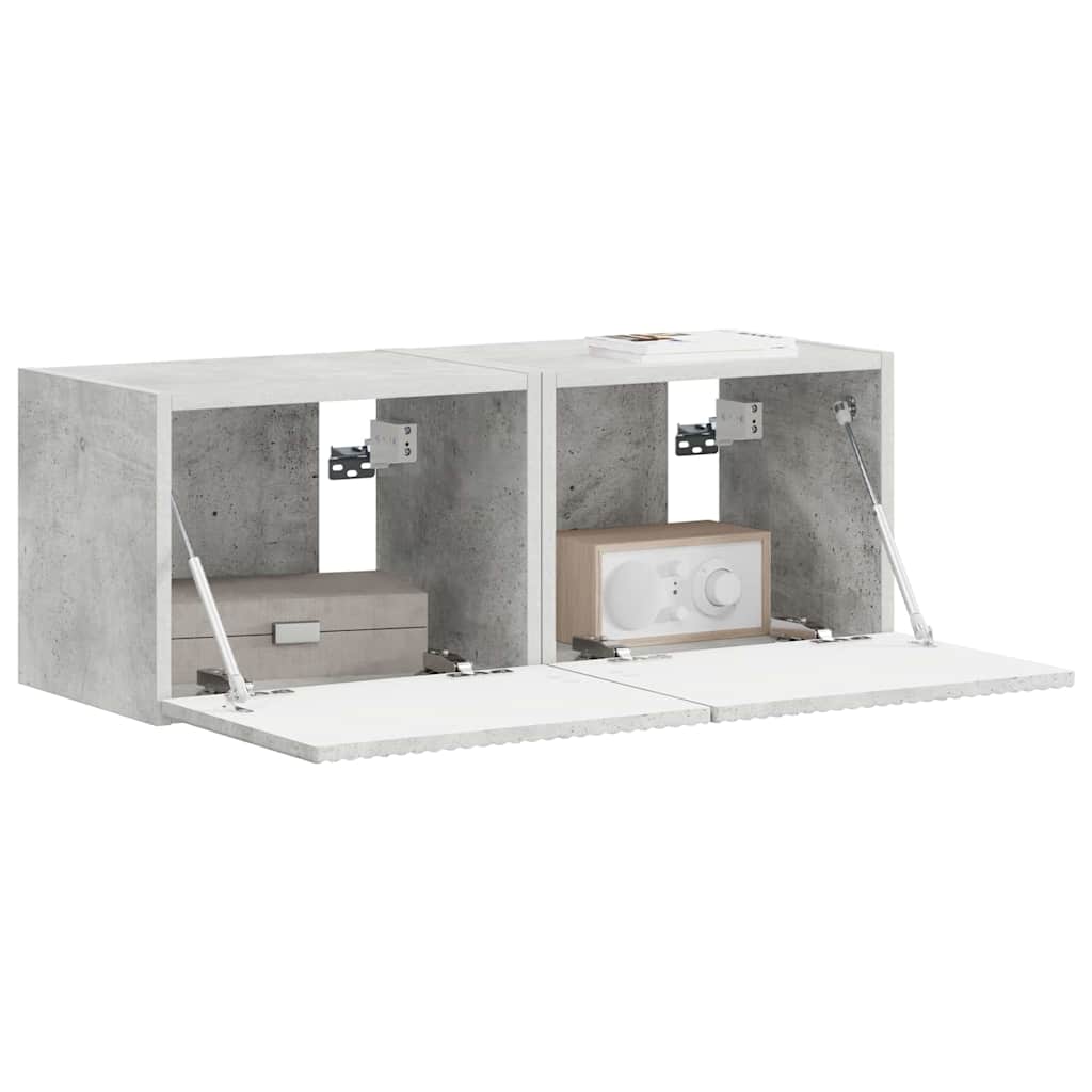 Tv Wall Cabinet 2 Pcs Beton Kompozitní Dřevo