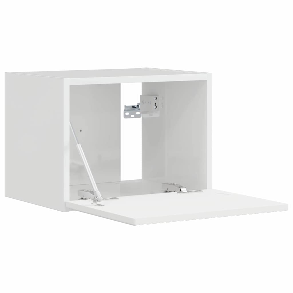 Tv Wall Cabinet 39 X 31 X 29,5 Cm Lesklá Bílá Kompozitní Dřevo
