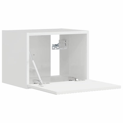 Tv Wall Cabinet 39 X 31 X 29,5 Cm Lesklá Bílá Kompozitní Dřevo