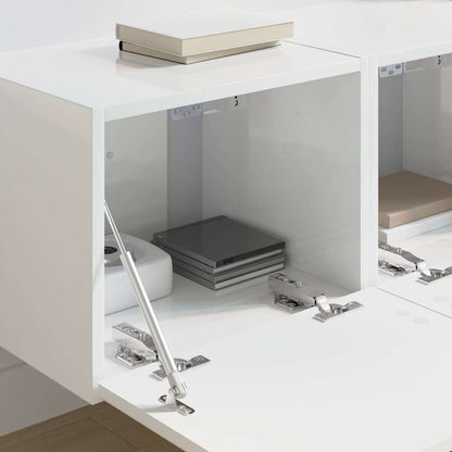 Tv Wall Cabinet 2 Pcs Lesklá Bílá Kompozitní Dřevo