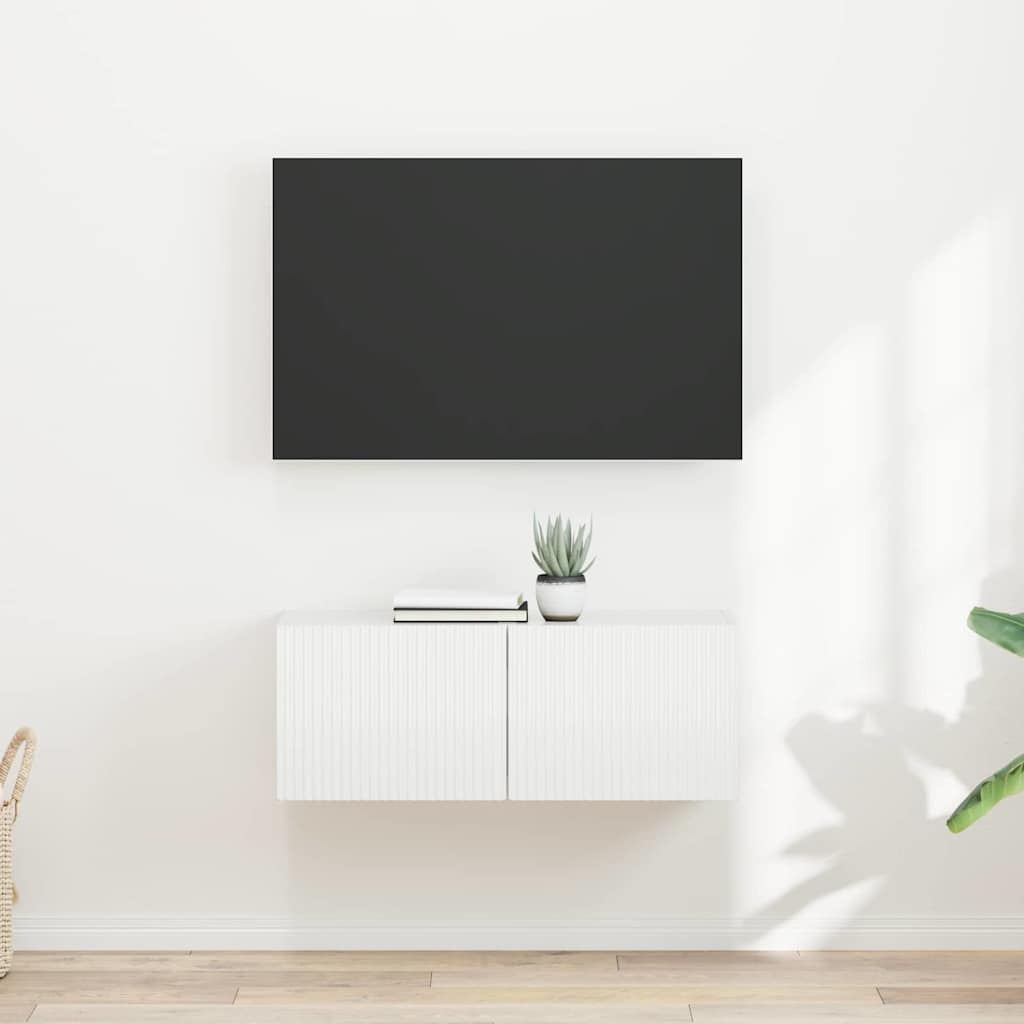 Tv Wall Cabinet 2 Pcs Lesklá Bílá Kompozitní Dřevo