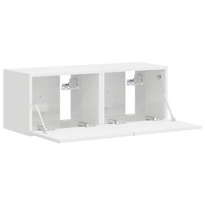 Tv Wall Cabinet 2 Pcs Lesklá Bílá Kompozitní Dřevo