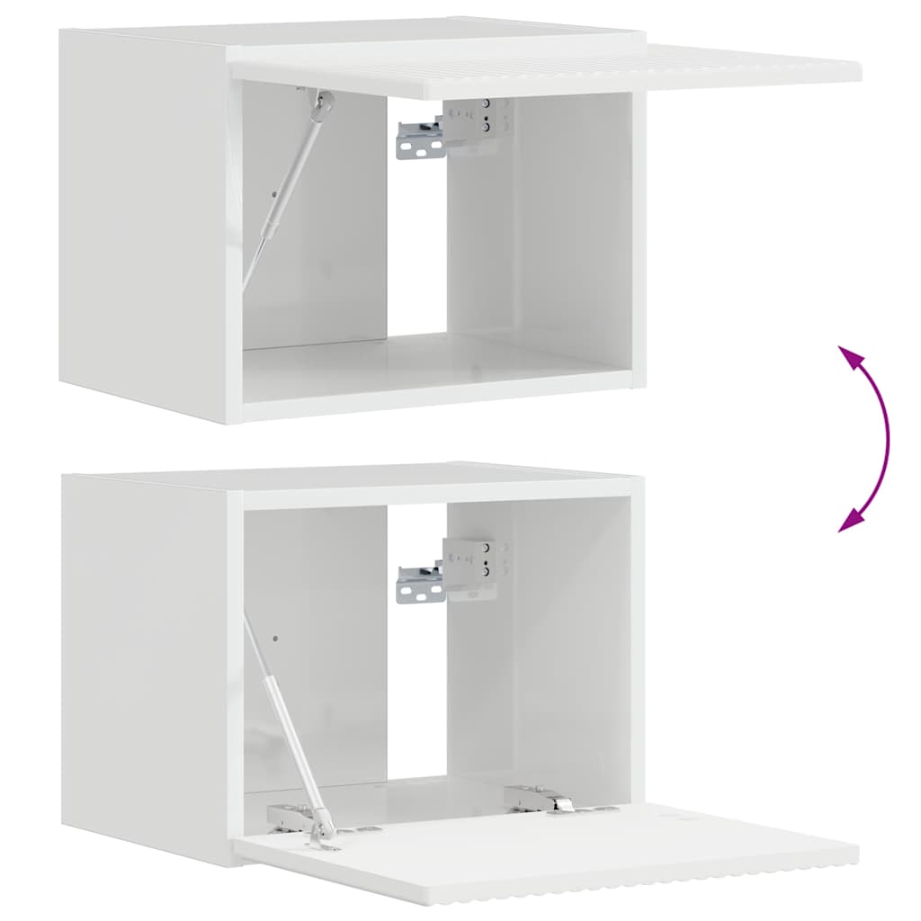 Tv Wall Cabinet 2 Pcs Lesklá Bílá Kompozitní Dřevo