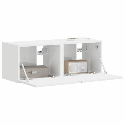 Tv Wall Cabinet 2 Pcs Lesklá Bílá Kompozitní Dřevo