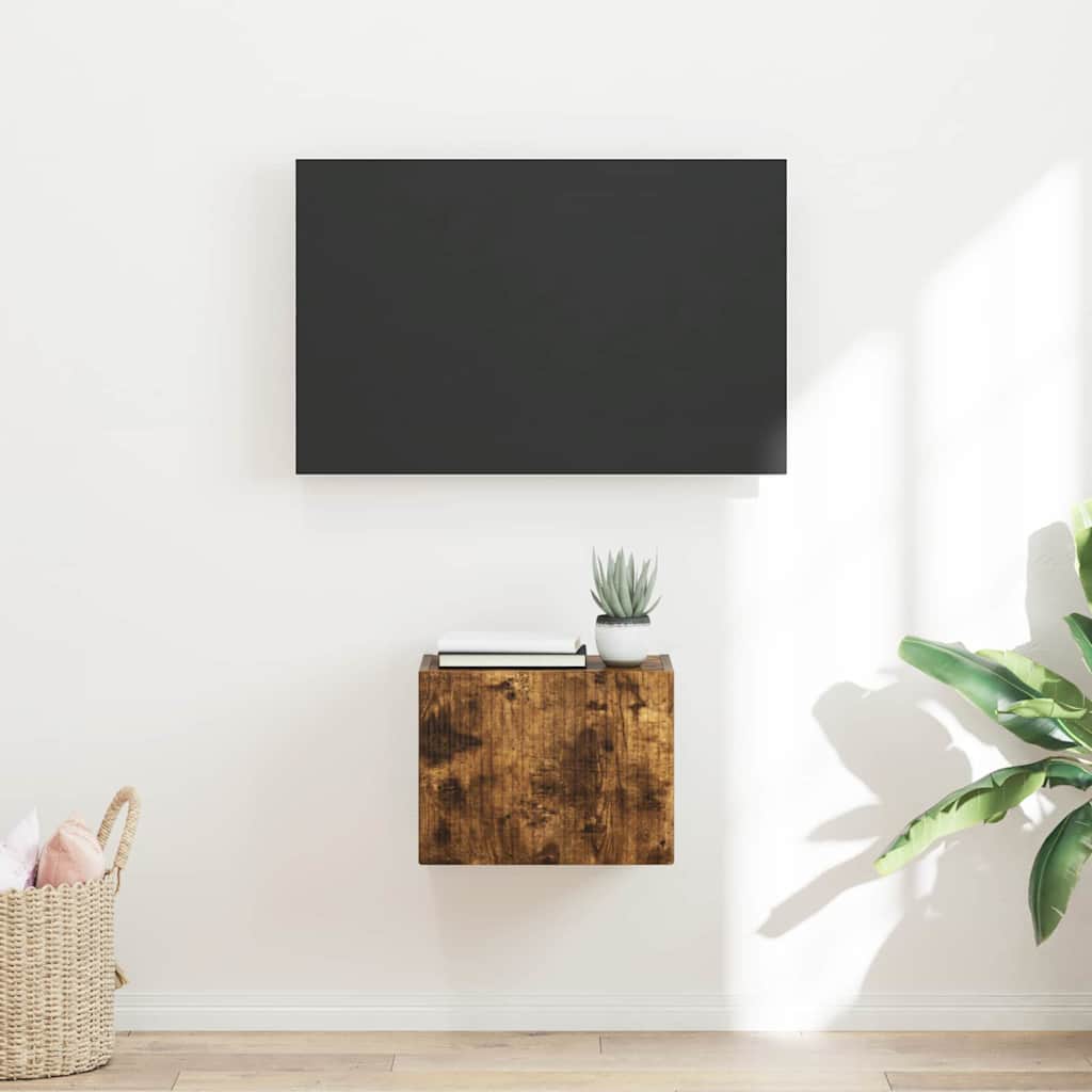 Tv Wall Cabinet 39 X 31 X 29,5 Cm Kouřový Dub Kompozitní Dřevo