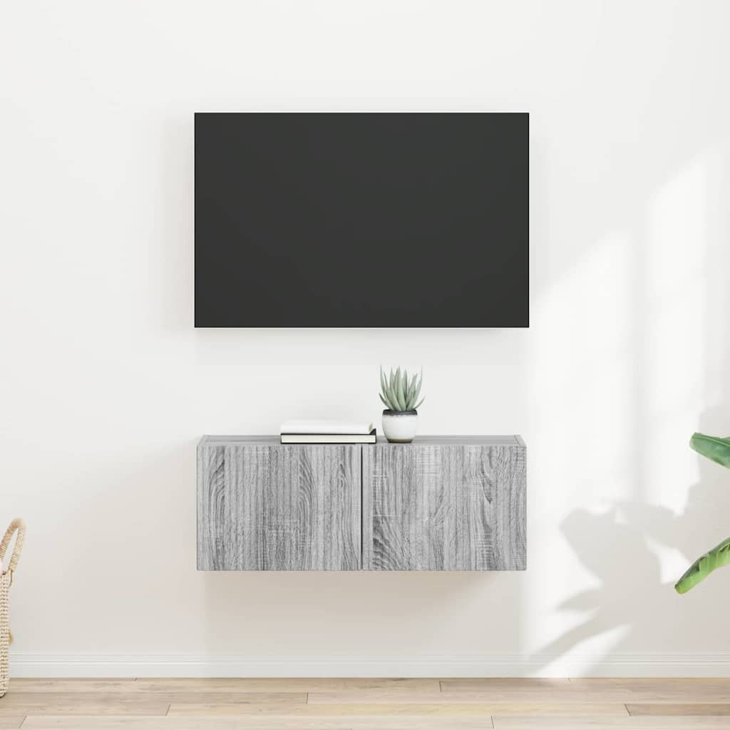 Tv Wall Cabinet 2 Pcs Šedá Sonoma Kompozitní Dřevo