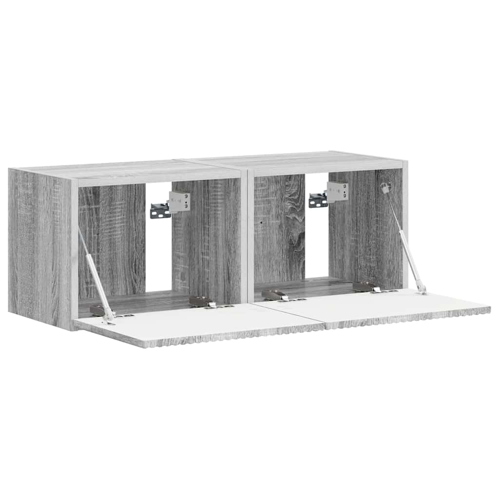 Tv Wall Cabinet 2 Pcs Šedá Sonoma Kompozitní Dřevo
