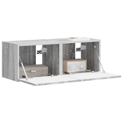 Tv Wall Cabinet 2 Pcs Šedá Sonoma Kompozitní Dřevo