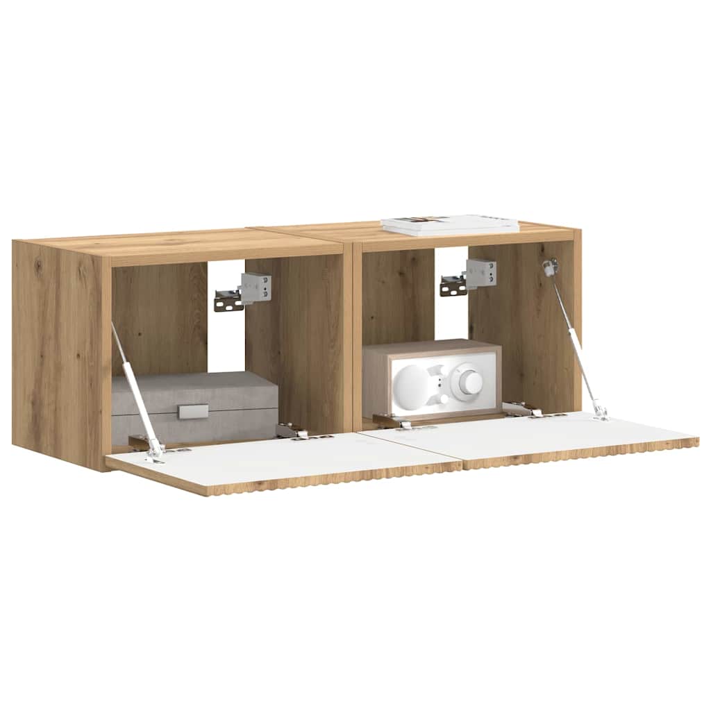 Tv Wall Cabinet 2 Pcs Umělecký Dub Kompozitní Dřevo