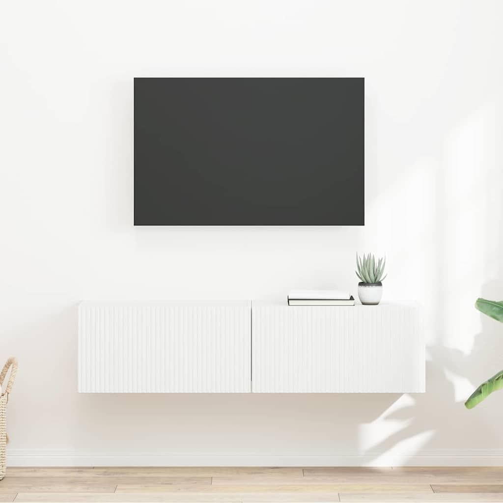 Tv Wall Cabinet 2 Pcs Bílá Kompozitní Dřevo